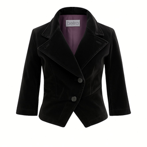 Elena Cropped Black Velvet Blazer (L)