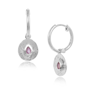 Pink Amethyst Sterling Silver Mini Hoops