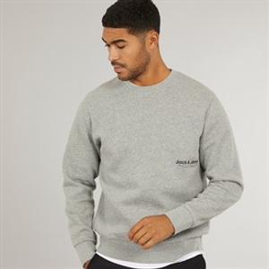 JACK & JONES Mens Vesterbro Side Sweatshirt Light Grey Marl/Black