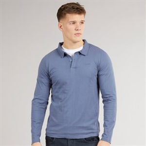 Tokyo Laundry Mens Landers Long Sleeve Polo Shirt Blue