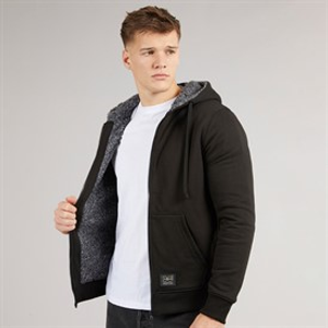 Crosshatch Mens Karter Sherpa Lined Hoodie Black