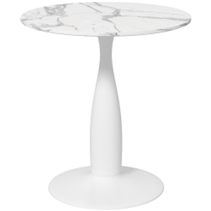 HOMCOM Round dining table, powder-coated steel, MDF with melamine, non-slip feet, 70 x 74 cm, White