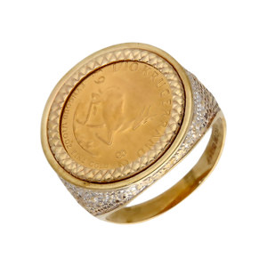 Pre-Owned 1982 1/10 Krugerrand Coin In 9ct Gold Ring Mount