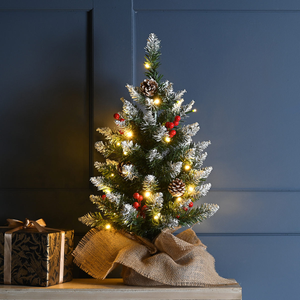 60cm Berry & Pinecone Battery LED Mini Christmas Tree