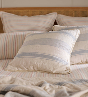 Blue Benji Stripe 100% Cotton Cushion Cover