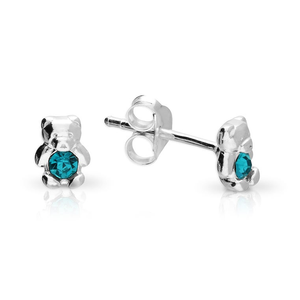 Signature Children's Silver December Birthstone Crystal Bear Stud Earrings