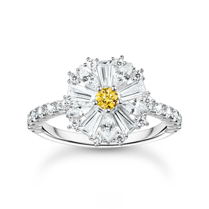 Silver Lovely Daisy CZ Ring