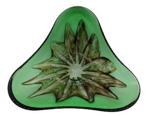 20th C. Murano Triangle Green Glass Bowl – Modernist / Italian Art Glass