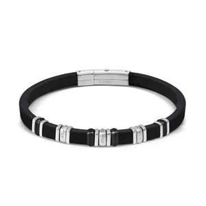 City Energy Steel & Rubber Zirconia Detail Bracelet
