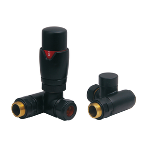 Heatwave Dual Fuel Black Thermostatic Corner Radiator Valve Set