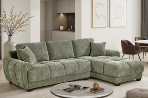 Green Chenille Fabric 2C1 Corner Sofa with Chaise JACK