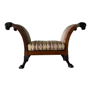 Baker "Stately Homes Collection" Carved Lion Head Window Seat / Bench