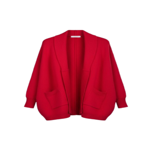 Open Front Oversized Red Cardigan Sweater (one size)