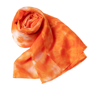 Sunburst Orange Shibori Silk Shawl – Hand-Dyed Mulberry Silk, Beach & Pool Wrap (one size)