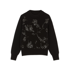 Yumi Black Relaxed Knitted Jumper With Sequin Detail (L)