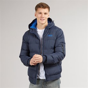 Henleys Mens Thinker Puffer Bomber Jacket Navy