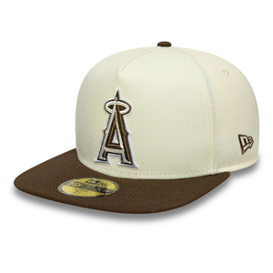 LA Angels MLB Cream 59FIFTY A-Frame Fitted Cap