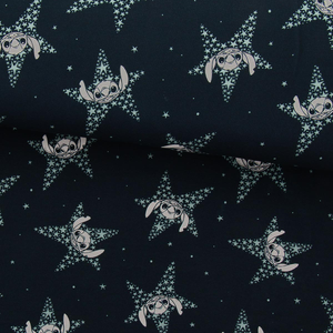 Tissu jersey Lilo & Stitch - Étoiles bleu marine