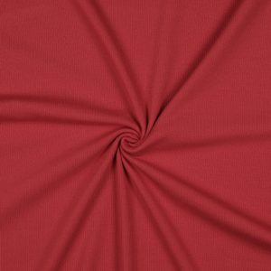 Tissu jersey coton maille fine côtelé - Rouge foncé