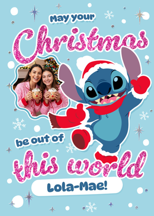 Disney Lilo And Stitch May Your Christmas Be Out Of This World  Photo Upload Card