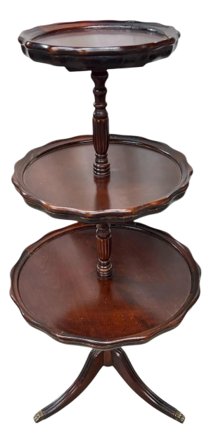 Vintage Three Tier Piecrust Edge Serving Dessert Table