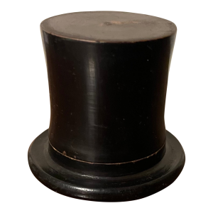Antique 19th Century Turned Treen Wood Coin Bank in the Form of an Ebonized Black Top Hat