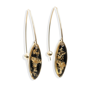 Midnight Gold Art Deco Black Gold Filled Drop Earrings
