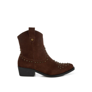 Hira Studs Embellished Cowboy Boots In Brown By Rag & Co (7 UK)