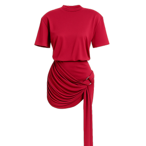 Rhea Burgundy Draped Mini Dress (M)