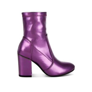 Tirana Metallic Pleather Sock Boots In Purple By Rag & Co (7 UK)