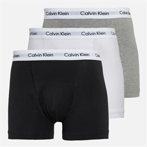 Calvin Klein Mens Cotton Stretch Three Pack Boxer Trunks Black/Grey Heather/White