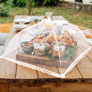Dish & Dash Folding Mesh Net Food Cover White 43cm