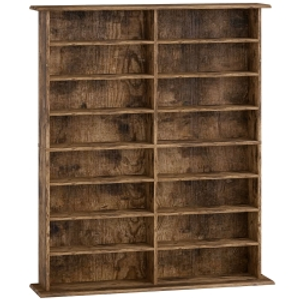 HOMCOM 16-Compartment Media Shelf - Rustic Brown