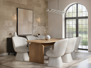 SOLACE+CO Varm Ribbed Oval Dining Table with Aiko Chairs Set