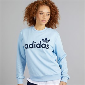 adidas Originals Womens Pinstripe Graphic Sweatshirt Clear Sky/Off White