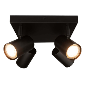 Spot Plafonnier LED Noir à 4 lumières - 3W - 2700K - Inclinable
