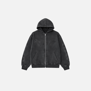 Shadow Full Zip Hoodie | Washed Black