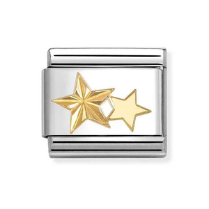 Classic Gold Diamond Cut Double Star Charm