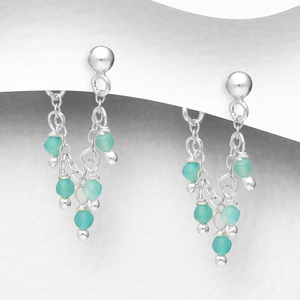 Signature Silver Amazonite Beaded IMERAKI Drop Earrings