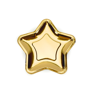 Metallic Gold Star Shape Foil Paper Plates 18cm - Pack of 6