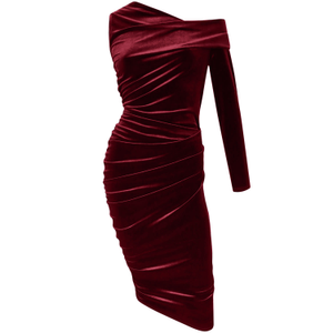 Open-Hearted Burgundy Velvet Dress (L)