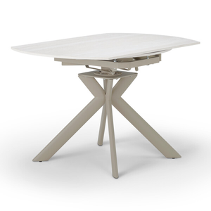 Lucia Ceramic Swivel Extending Round Dining Table in Gloss Travertine Finish 130cm