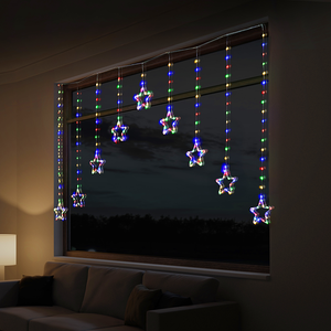 Festive Magic Christmas LED Dew Drop Star Curtain Lights Multi Colour 200x120cm