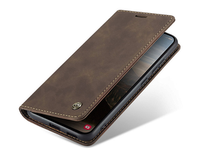 CaseMe Slim Synthetic Leather Wallet Case with Stand for Samsung Galaxy S25 FE - Chocolate