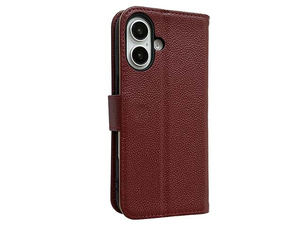Premium Leather Wallet Case for Apple iPhone 16 Plus - Rosewood