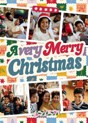 A Very Merry Christmas Typography Photo Upload Card