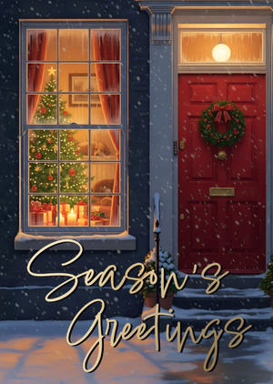 Season's Greetings Cosy Townhouse Christmas Card