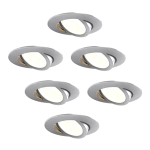 6x LED Einbaustrahler dimmbar - Dim to Warm - CCT (Lichtfarbe einstellbar) - 5W/7W - IP65 - Edelstahl - Schwenkbar - Aluminium - 5 Jahre Garantie