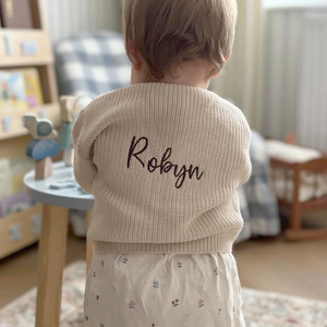 Mabel & Fox - Personalised Knitted Cardigan - Taupe