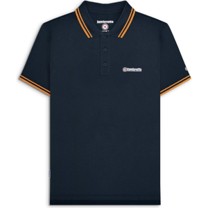 Lambretta Mens Twin Tipped Retro Polo Shirt - L / Dark Navy/Tan